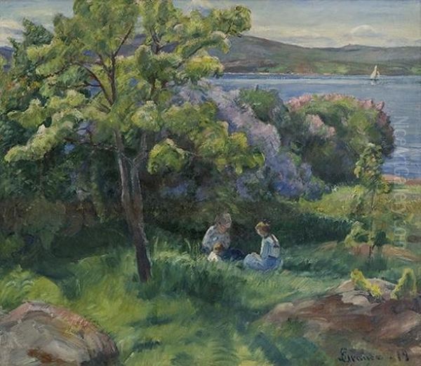 Woman And Children Insummer Landscape - view 1