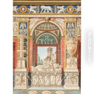A Fantasy Of Architectural And Archeological Fragments by Auguste Henri Victor Grandjean De Montigny