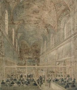 Ceremonie Papale Dans La Chapelle Sixtine. by Grandsire, Pierre Eugene