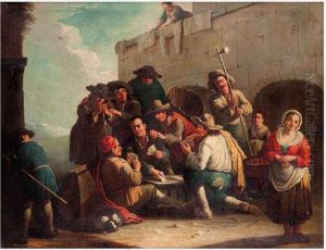 Paesani Che Giocano A Carte by Giovanni Michele Graneri