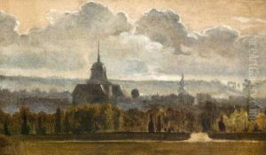 Vue De L'eglise Notre-dame De Versailles, Prise De La Plaine De Rocquencourt Vers Le Sud by Francois-Marius Granet