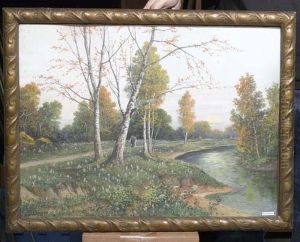 Flusslandschaft. by Leopold Graninger
