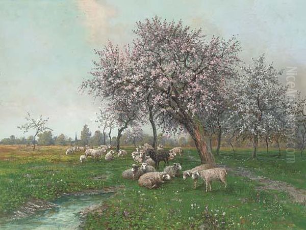 Sheep In An Orchard - view 1