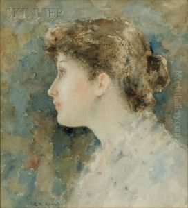 Portrait Of A Young Woman In Profile by Clement Rollins Grant