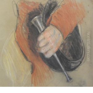 Study Of A Hand Holding A Hunting Horn And Riding Hat by Sir Francis Grant