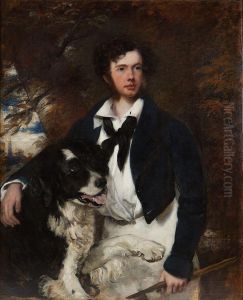 Portrait Of A Gentleman With Newfoundland Dog Portrait Of A Gentleman With Newfoundland Dog