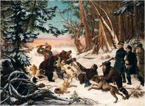 The Tsarevich Alexander's Bearhunt On The Outskirts Of Moscow by Otto Grashof