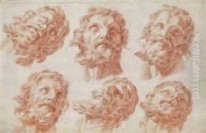 Sechs Varianten Eines Bartigen Mannerkopfes by Johann Georg Dominikus Grasmair