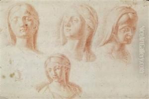 Vier Varianten Eines Frauenkopfes by Johann Georg Dominikus Grasmair