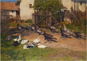 Der Stolze Einzug Der Truthahne In Denhuhnerhof by Franz Grassel