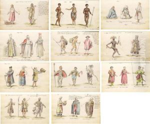 An Album Of Fifty-nine Pages Of Watercolors Of Costumes Of The World by Jacques Grasset de Saint-Sauveur