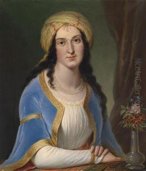 Portrait Of A Lady Wearing A Turban - view 1