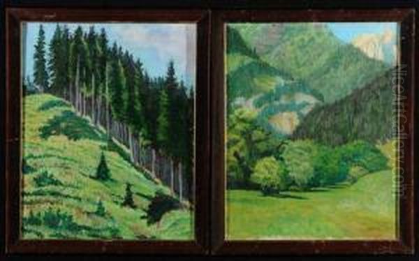 Coppia Di Paesaggi Montani - view 1