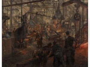 L'atelier D'acierie Du Nord by Gustave Grau