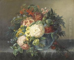 Stillleben Mit Blumen In Asiatischer Vase by Auguste Jean Baptiste Graux
