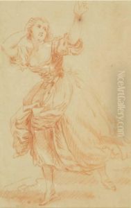 Etude De Jeune Femme by Hubert-Francois Gravelot
