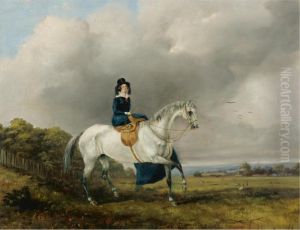 Mrs. Lowe On A Grey Horse by Henry Richard, Hon. Graves