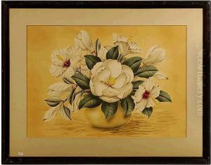 Still Life Of Magnolia And Hibiscus.
