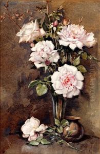 Still Life Of Pale Pink Roses by James Gray