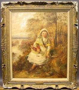 Young Girl With A Basket Of Flowers