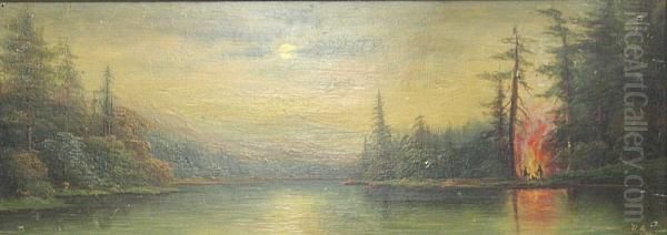 Campfire On A Lake - view 1