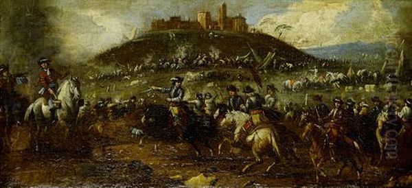 A Cavalry Skirmish, With A Fortified City In The Distance - view 1