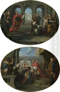Esther Interceding With Ahasuerus To Spare The Jews; Esther Swooning With Relief At The Clemency Of Ahasuerus by Ercole Graziani