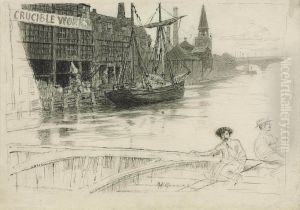 Figures On The River Thames Below Morgan Crucible Quay Figures On The River Thames Below Morgan Crucible Quay
