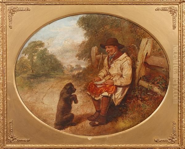 A Countryman's Lunch, With Begging Dog - view 1