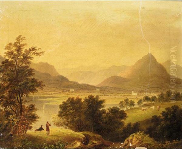 View Of Grassmere Lake, With Gentlemen Fishing In The Foreground - view 1