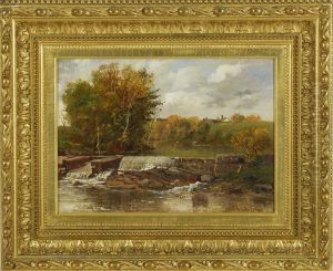 River Landscape With Dam