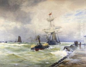Ri/home Again/the Tug United Service Towing The Brigantine Anna Into Yarmouth/signed; Signed And Inscribed On A Label To The Reverse/watercolour by David Gould Green