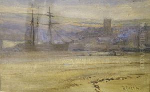 Two Masted Ships Docked In A Harbour