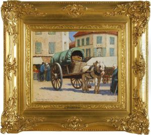 French Street Scene With Horse And Cart
