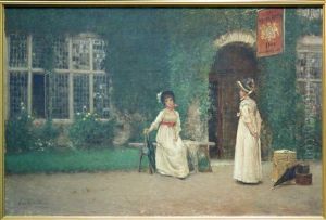 At The Carriage Stop Outside Ye King's Arms Inn by Frank Russell Green