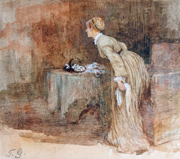 Interior, Woman Rising From Chair - view 1