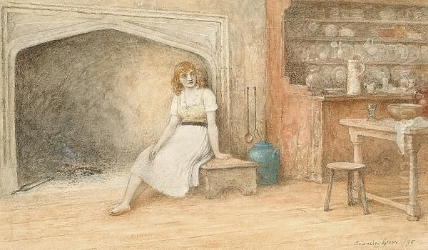 A Young Woman Seated In A Kitchen Interior - view 1