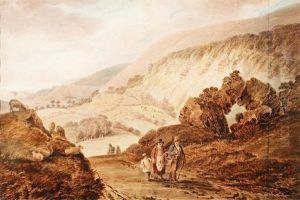 Figures On A Track In A Mountainous Landscape by William Green
