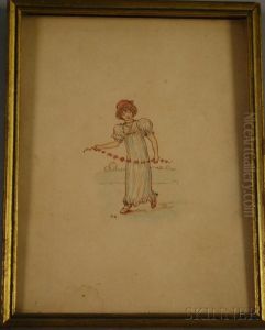 Portrait Of A Young Woman With A Flower Garland. by Kate Greenaway