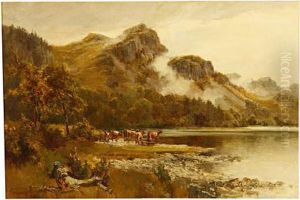 River Landscape With Cattle Watering by Thomas Greenhalgh