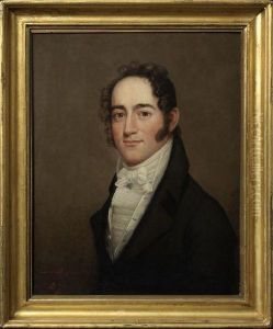 Bust Portrait Of A Young Gentleman In A Black Overcoat And An Elaborate Neckerchief