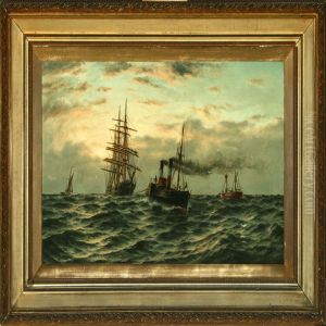 The Steamer Pathfinder Pulling A Full-rigger by Parker Greenwood