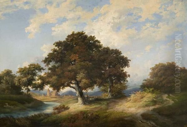 "romantische Herbstlandschaft" Mit Figurenstaffage - view 1