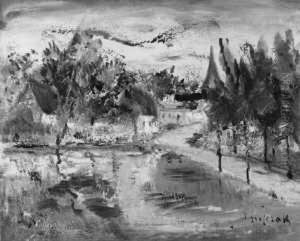 Kleines Dorf Mit Teich by Johannes Greferath
