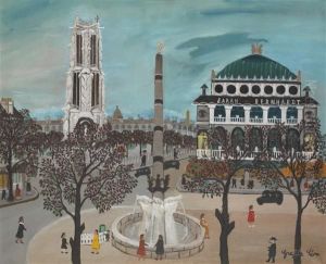 Paris, La Place Du Chatelet by Leon Greffe
