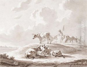 Study Of Cows by Gillis Smak Gregoor