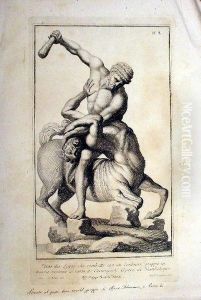 Lapite Che Combatte Con Centauro, Acquaforte E Bulino, Firenze, Xviii Secolo, Misure Del Foglio Mm. 560x380, Misure Incisione Mm. 480x270. In Basso by Ferdinando Gregori