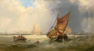 Hay Barges And Other Small Craft Caught In A Squall On The Medway