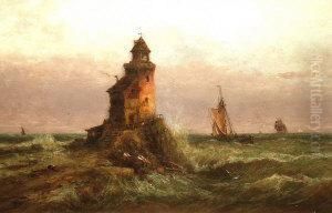Stormy Seas Near Theshore by George Gregory