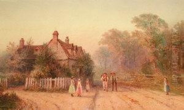 Figures In A Village Street - view 1